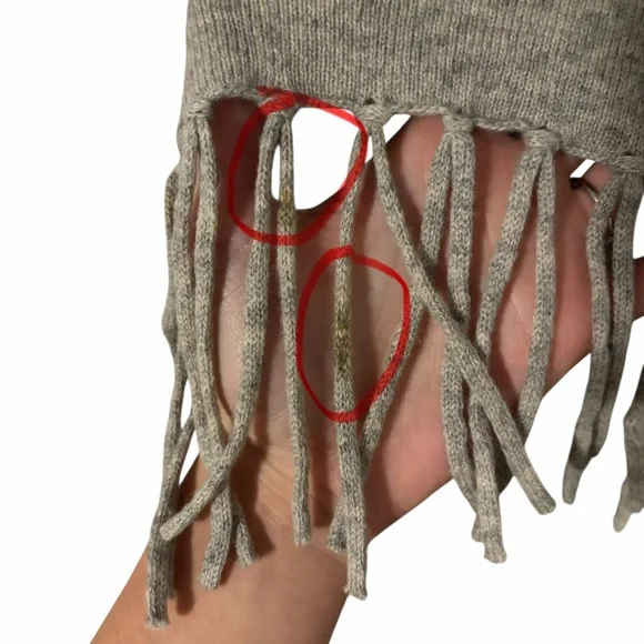 Sundance Cashmere Fringe Homefire Gray Knit Sweater Poncho Wrap One Size - Picture 7 of 8